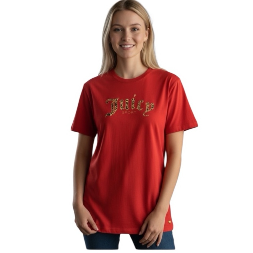 Juicy Sport T-shirt Red Leopard Print size M